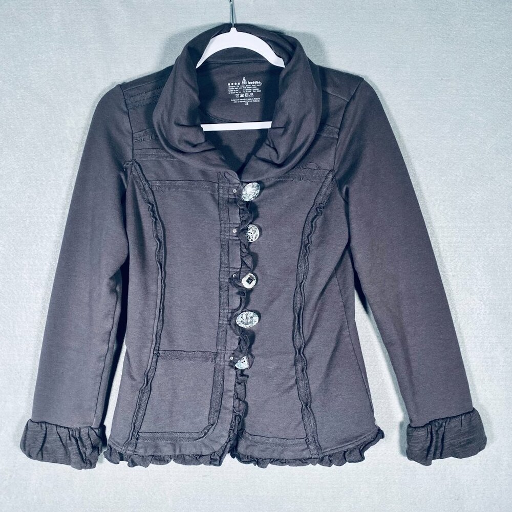 Neon Buddha Jacket Womens XS Cotton Blend Rhinestone Buttons Boho Yoga